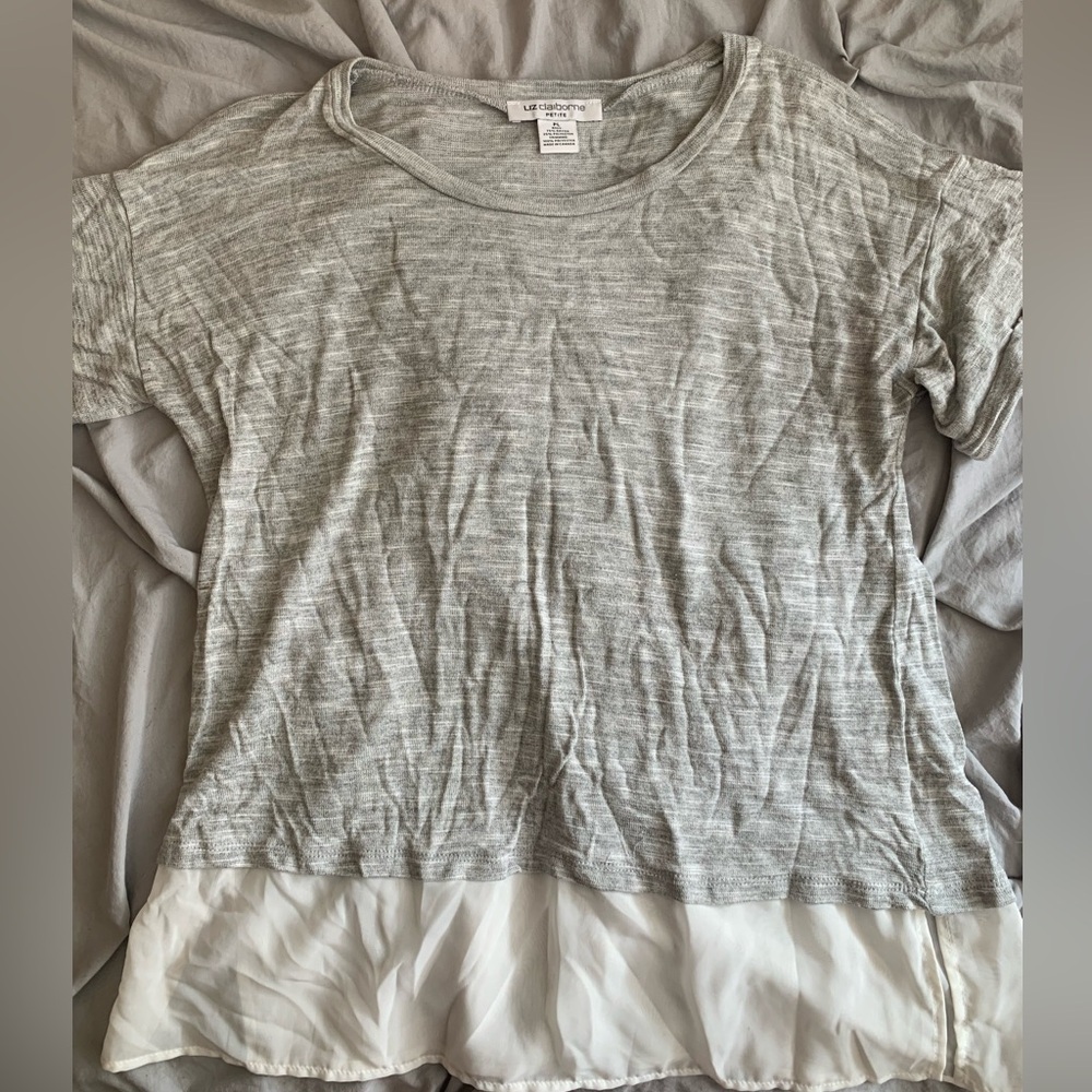 Liz Claiborne Light Grey/Gray Knit Blouse Layered Office